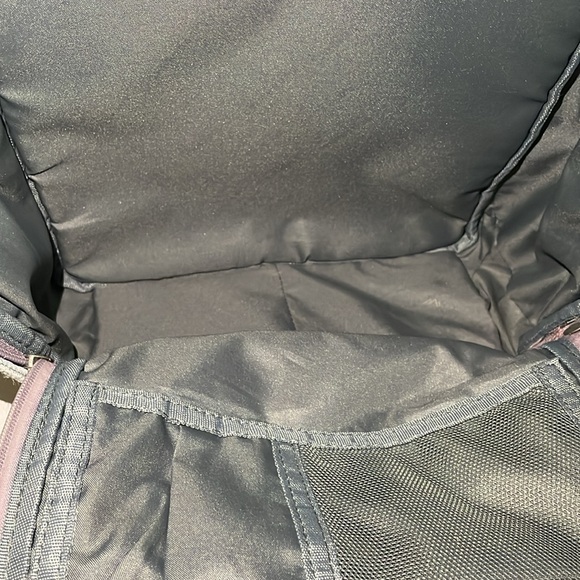 Doughnut Brand 14 inch Backpack, Blue & Purple with Tan Leather Straps - Picture 10 of 16